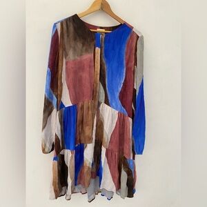 Aritzia Wilfred Multicolor Long Sleeve Dress Art color